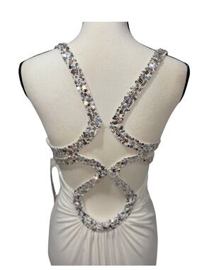 Hailey Logan by Adrianna Papell White Maxi Gown with Beaded‎ Straps